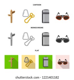 Vector design of mountaineering and peak symbol. Collection of mountaineering and camp stock symbol for web.