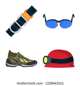 Vector design of mountaineering and peak symbol. Set of mountaineering and camp stock vector illustration.