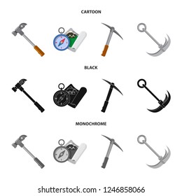 Vector design of mountaineering and peak symbol. Set of mountaineering and camp stock symbol for web.