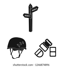 Vector design of mountaineering and peak symbol. Set of mountaineering and camp stock symbol for web.