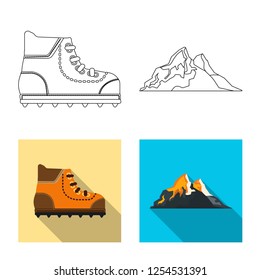 Vector design of mountaineering and peak symbol. Collection of mountaineering and camp stock symbol for web.