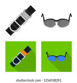 Vector design of mountaineering and peak symbol. Collection of mountaineering and camp stock symbol for web.