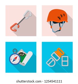 Vector design of mountaineering and peak symbol. Set of mountaineering and camp stock symbol for web.