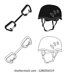 Vector design of mountaineering and peak symbol. Set of mountaineering and camp stock vector illustration.