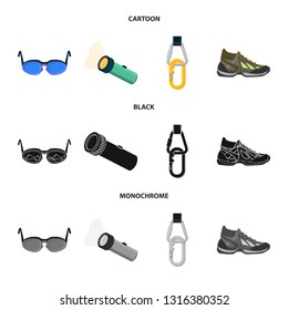 Vector design of mountaineering and peak symbol. Set of mountaineering and camp vector icon for stock.