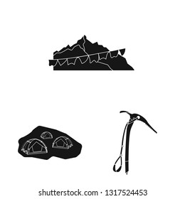 Vector design of mountaineering and peak symbol. Set of mountaineering and camp stock vector illustration.