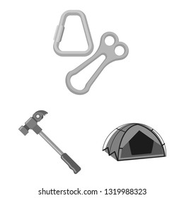 Vector design of mountaineering and peak symbol. Set of mountaineering and camp stock vector illustration.