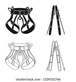 Vector design of mountaineering and peak symbol. Collection of mountaineering and camp stock vector illustration.