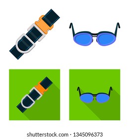 Vector design of mountaineering and peak symbol. Set of mountaineering and camp stock symbol for web.