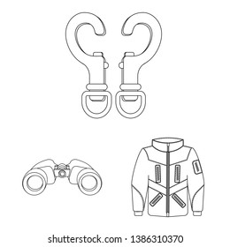 Vector design of mountaineering and peak symbol. Set of mountaineering and camp vector icon for stock.