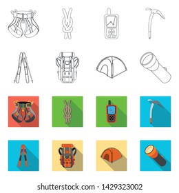 Vector design of mountaineering and peak symbol. Collection of mountaineering and camp stock vector illustration.