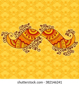 Vector design of moustache in Indian art style