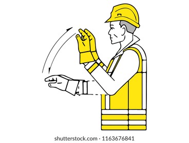 vector design of move backward instruction gesture signalman