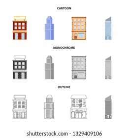 Vector design of municipal and center icon. Set of municipal and estate   vector icon for stock.