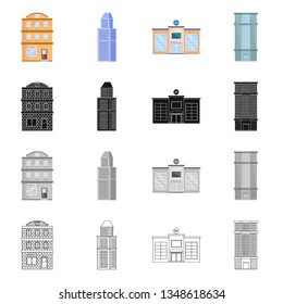 Vector design of municipal and center icon. Set of municipal and estate   vector icon for stock.