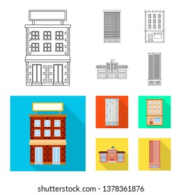 Vector design of municipal and center icon. Set of municipal and estate   stock symbol for web.