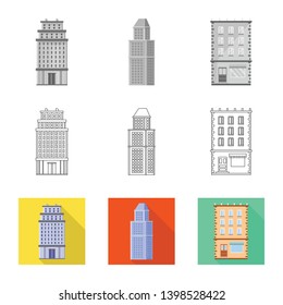 Vector design of municipal and center icon. Collection of municipal and estate   vector icon for stock.
