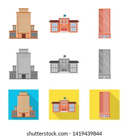Vector design of municipal and center icon. Collection of municipal and estate   vector icon for stock.