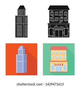 Vector design of municipal and center icon. Collection of municipal and estate stock symbol for web.