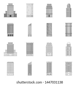 Vector design of municipal and center icon. Collection of municipal and estate stock vector illustration.