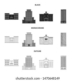 Vector design of municipal and center icon. Set of municipal and estate stock vector illustration.