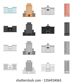 Vector design of municipal and center symbol. Set of municipal and estate   stock vector illustration.