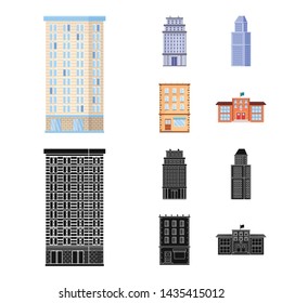 Vector design of municipal and center symbol. Set of municipal and estate vector icon for stock.