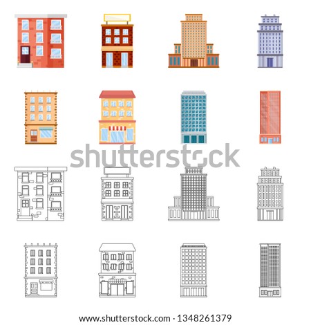 Vector design of municipal and center symbol. Set of municipal and estate   stock vector illustration.