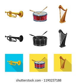 Vector design of music and tune icon. Collection of music and tool vector icon for stock.