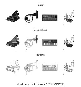 Vector design of music and tune icon. Set of music and tool stock vector illustration.