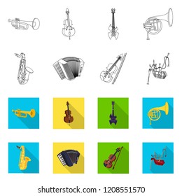Vector design of music and tune icon. Set of music and tool vector icon for stock.