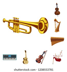 Vector design of music and tune icon. Collection of music and tool stock vector illustration.