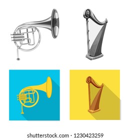 Vector design of music and tune icon. Collection of music and tool stock vector illustration.