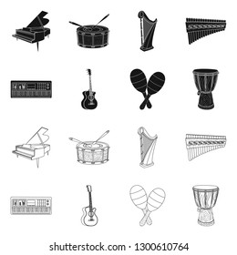 Vector design of music and tune icon. Set of music and tool stock vector illustration.