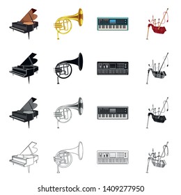 Vector design of music and tune icon. Collection of music and tool stock vector illustration.