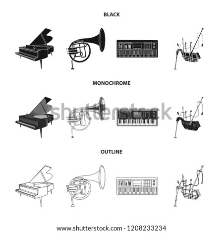 Vector design of music and tune icon. Set of music and tool stock vector illustration.
