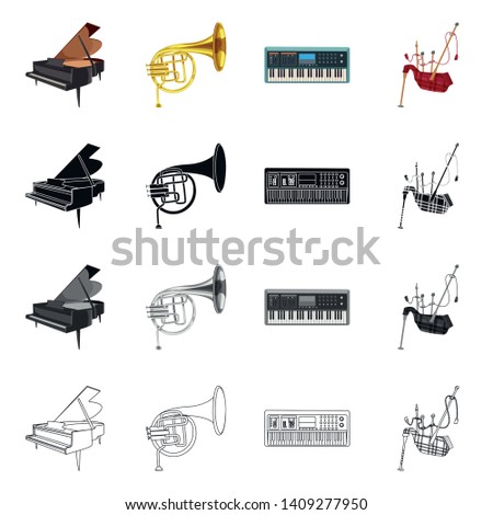 Vector design of music and tune icon. Collection of music and tool stock vector illustration.