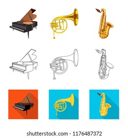 Vector design of music and tune logo. Set of music and tool stock vector illustration.