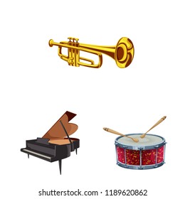 Vector design of music and tune logo. Set of music and tool stock vector illustration.