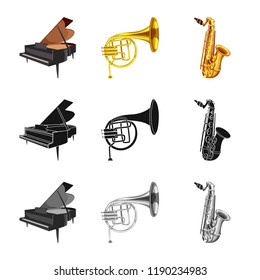 Vector design of music and tune logo. Set of music and tool vector icon for stock.