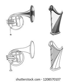 Vector design of music and tune logo. Collection of music and tool vector icon for stock.