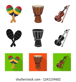 Vector design of music and tune logo. Set of music and tool stock vector illustration.