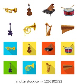 Vector design of music and tune logo. Set of music and tool stock vector illustration.