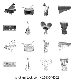 Vector design of music and tune logo. Set of music and tool stock symbol for web.