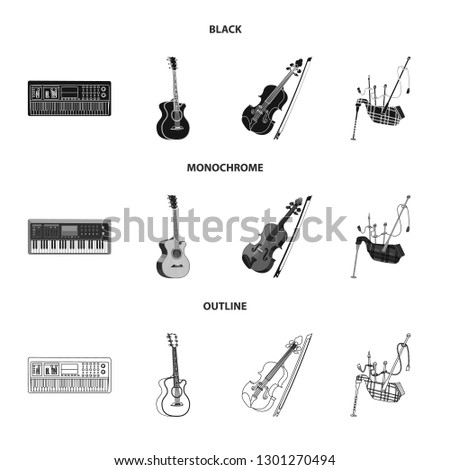 Vector design of music and tune logo. Set of music and tool stock symbol for web.