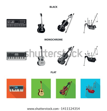 Vector design of music and tune logo. Set of music and tool stock vector illustration.