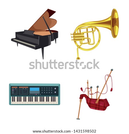 Vector design of music and tune logo. Set of music and tool vector icon for stock.