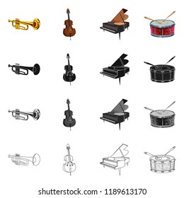 Vector design of music and tune sign. Collection of music and tool stock vector illustration.