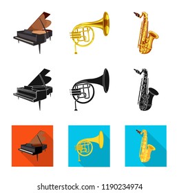Vector design of music and tune sign. Collection of music and tool stock vector illustration.