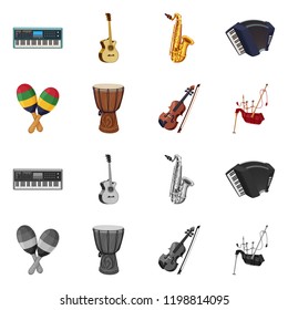 Vector design of music and tune sign. Collection of music and tool vector icon for stock.